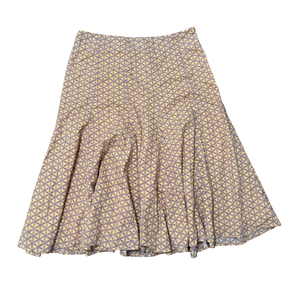 Gap Flared Midi Skirt Womens 4 Orange Purple Geometric Floral Cotton Excellent - Picture 3 of 6